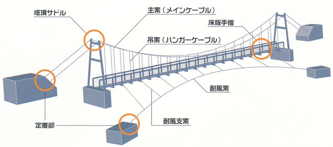 点検のポイント 人道吊橋の例